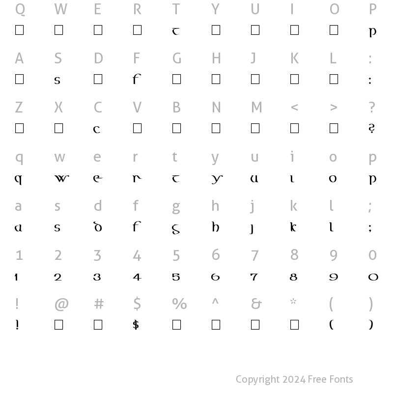 Character Map of CallifontsF65TrueType Regular