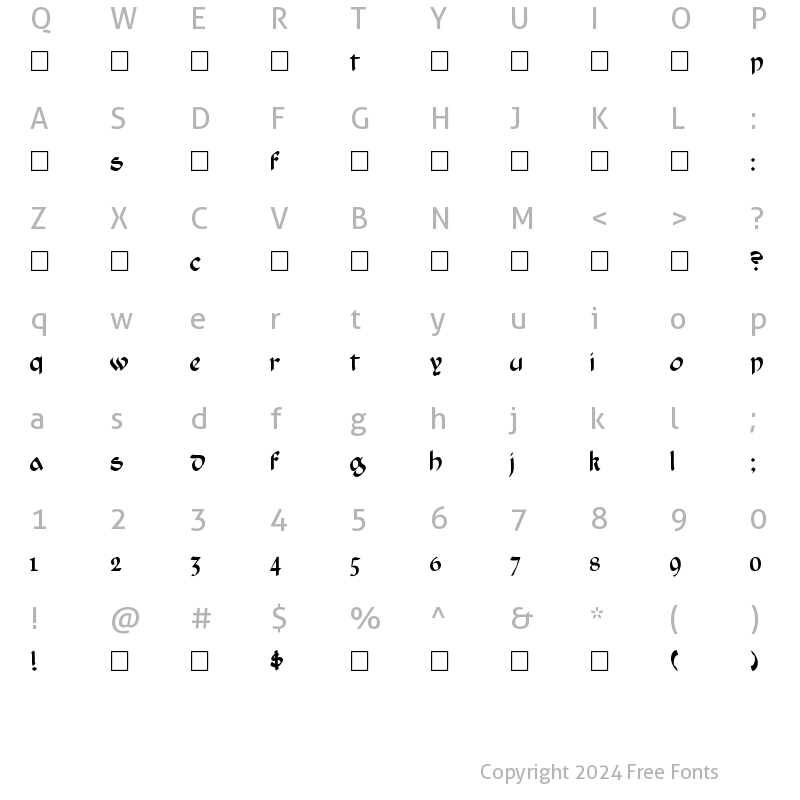 Character Map of CallifontsF66TrueType Regular