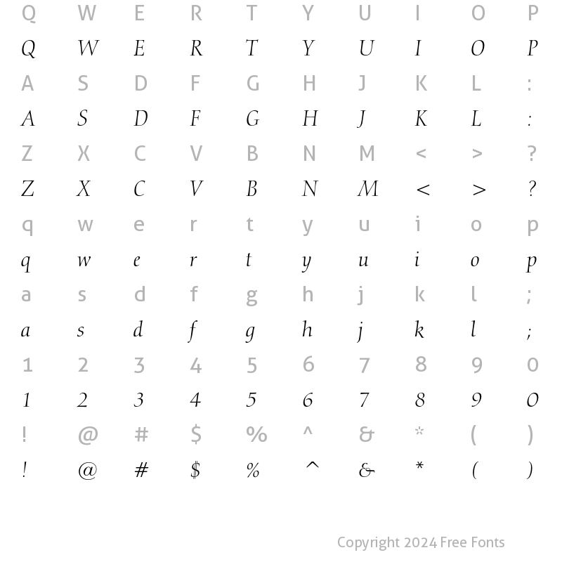 Character Map of Calligraphic 810 Italic
