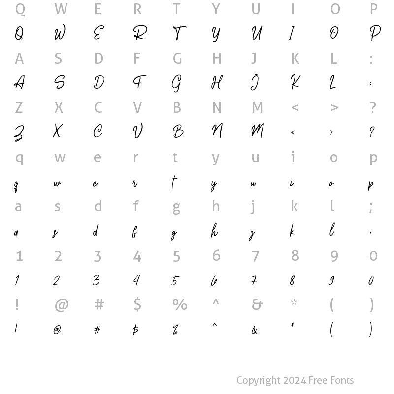 Character Map of Calliope Modern Regular