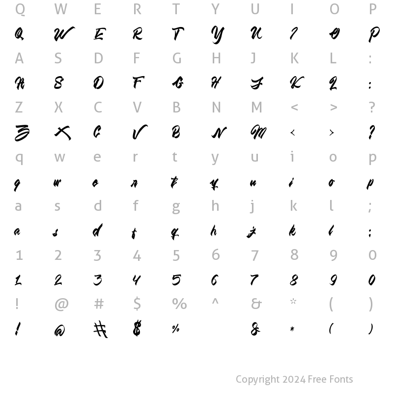 Character Map of Callista Script Regular