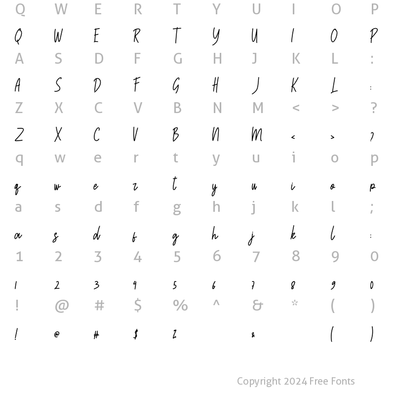 Character Map of Calliston Regular