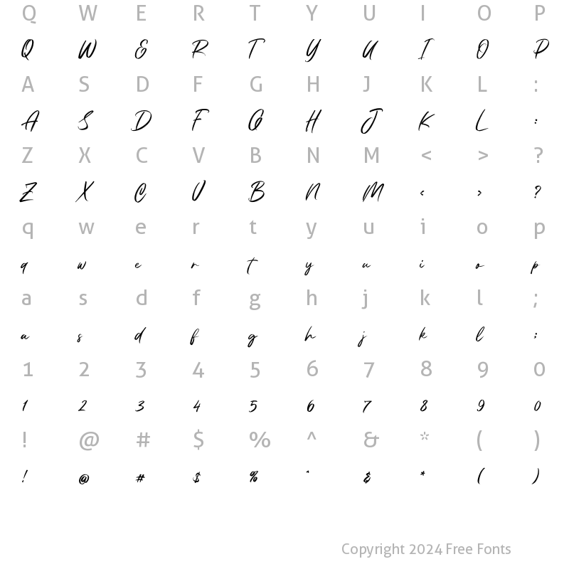 Character Map of Callistro Regular