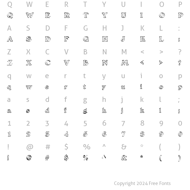 Character Map of Callistroke Regular