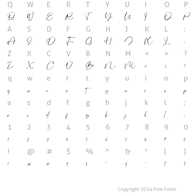 Character Map of Calloada Regular