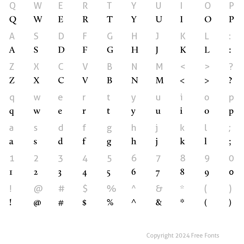 Character Map of Calluna Regular 4