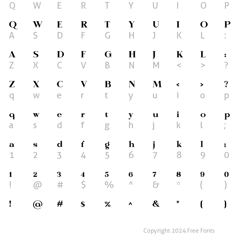 Character Map of Calmius Bold