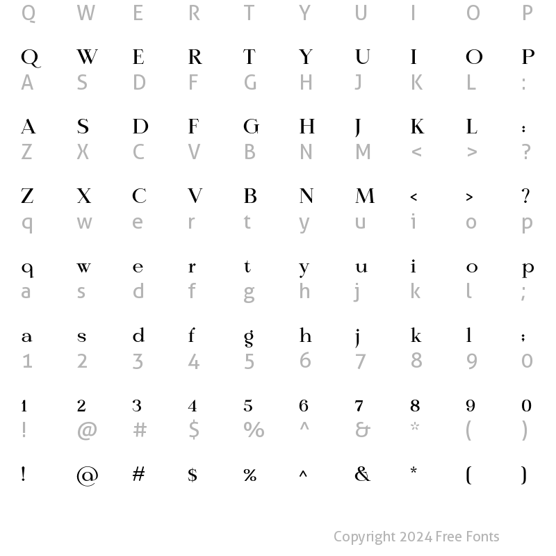 Character Map of Calmius Regular