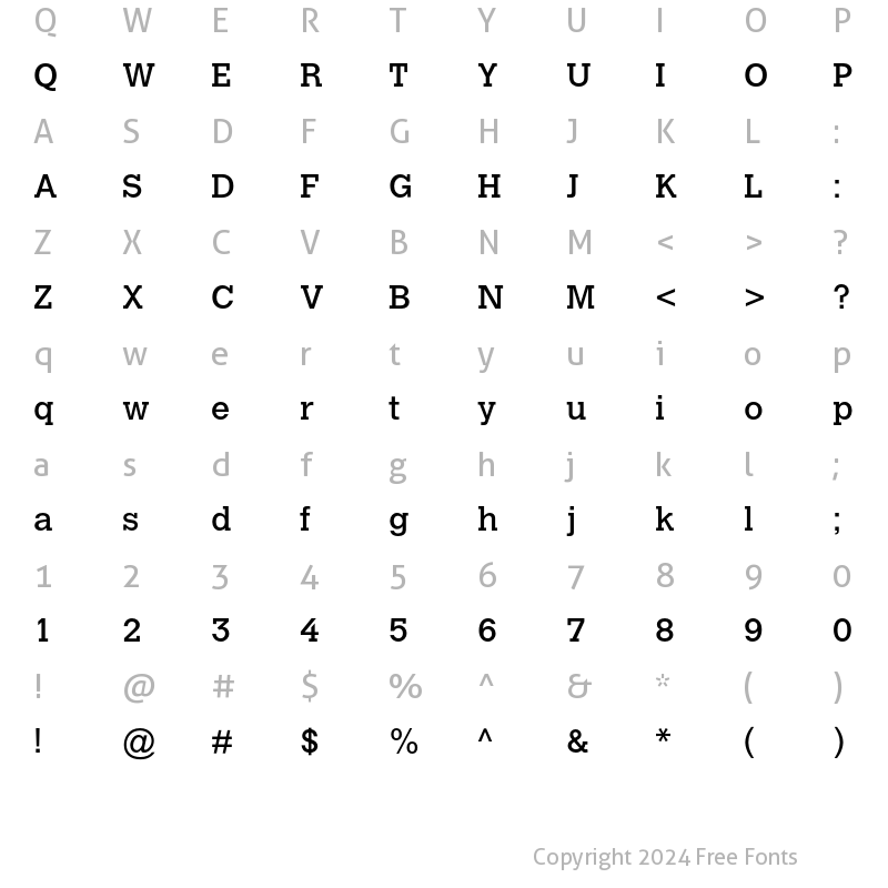 Character Map of Calvert MT Regular