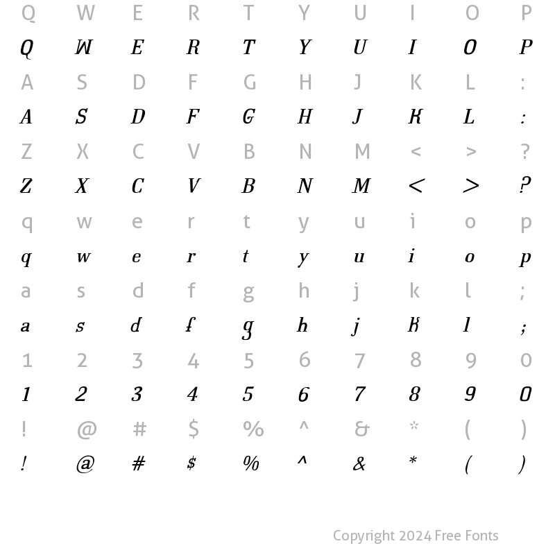 Character Map of Calvino Regular