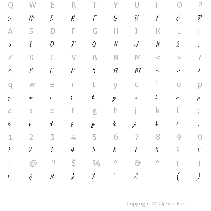 Character Map of Calyne Regular