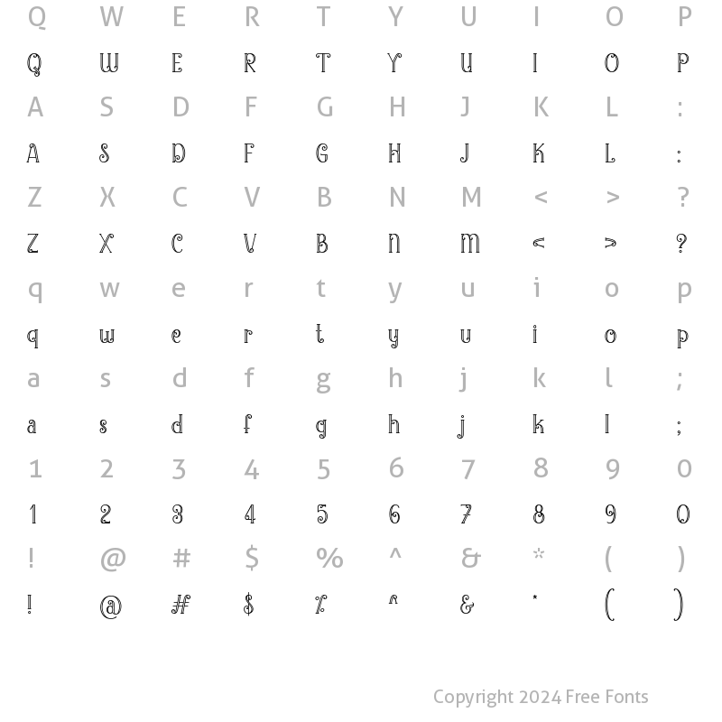 Character Map of Calysa Regular