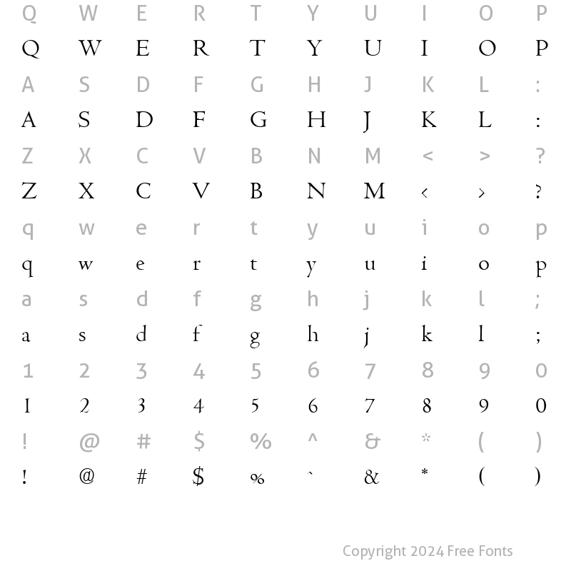 Character Map of Cambridge-Serial-Light Regular