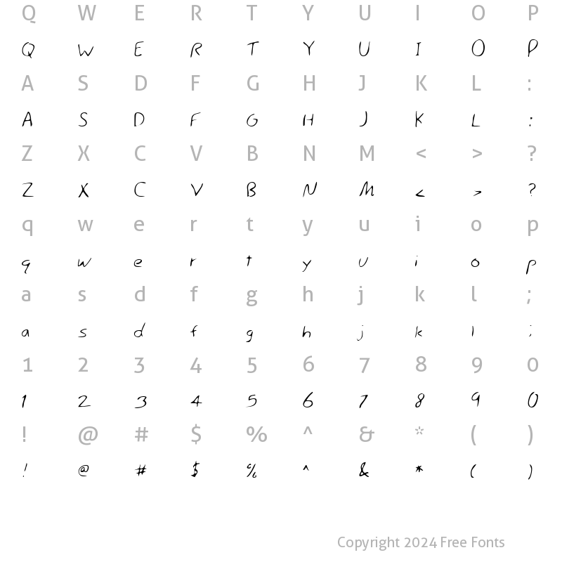 Character Map of CamdensHand Regular