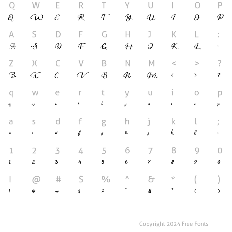 Character Map of Camelia Berring Script Regular