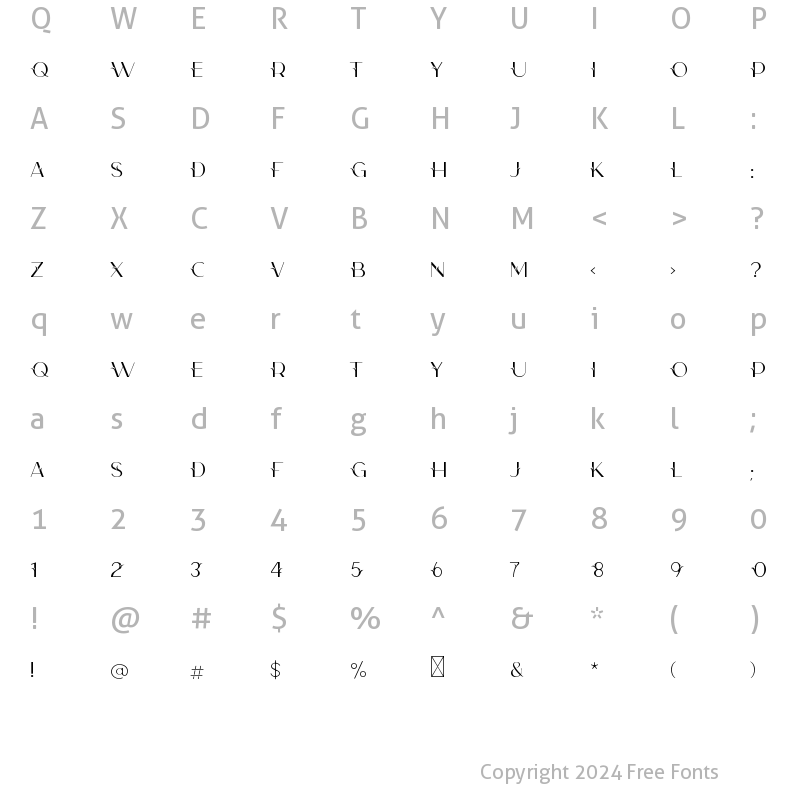 Character Map of Camelia Light