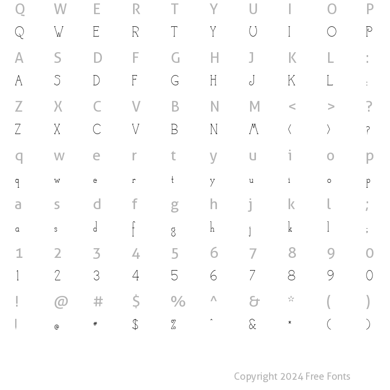 Character Map of Camelot MF Regular