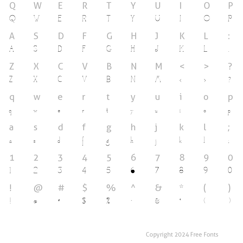 Character Map of Camelot Regular