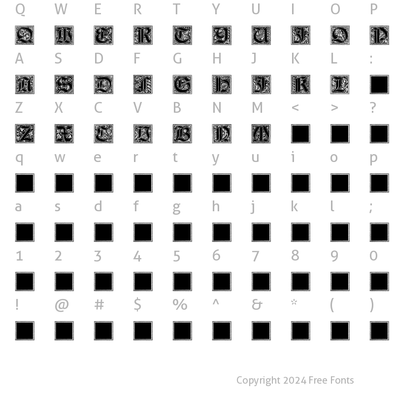 Character Map of Camelot_Initials Normal