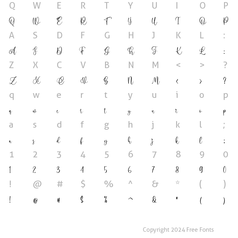 Character Map of Camerline Regular