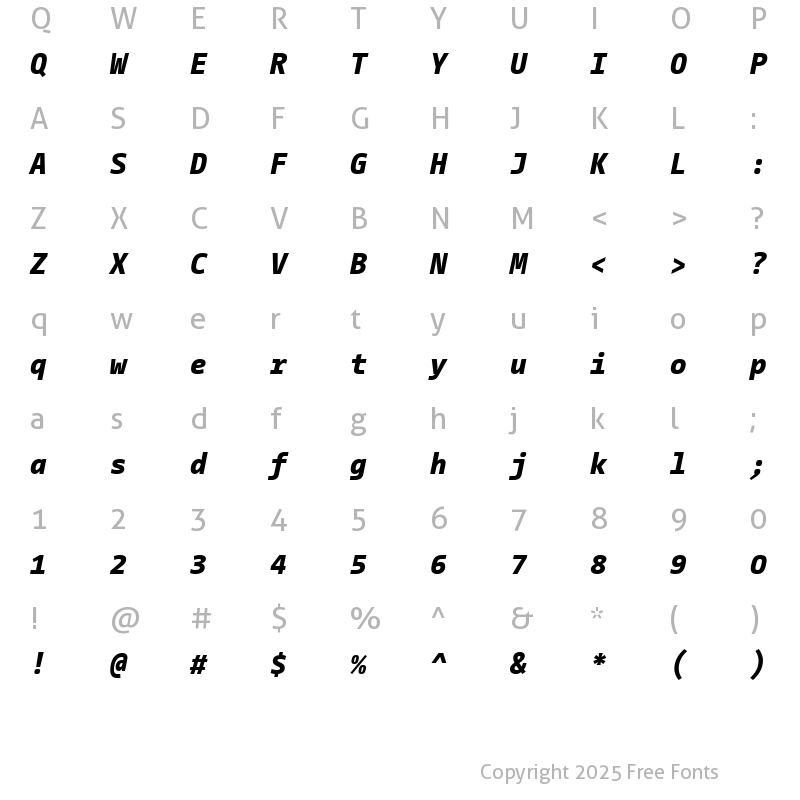 Character Map of CamingoMonoWeb-ExtraBoldItalic ?