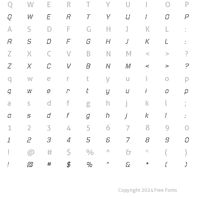 Character Map of Camo SansLight Oblique Regular