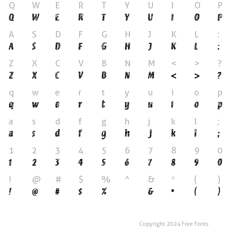 Character Map of Camouflage Regular