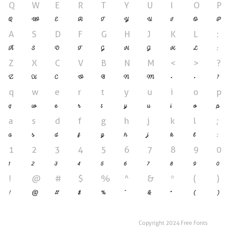 Character Map of Camper Print Script 1 Regular