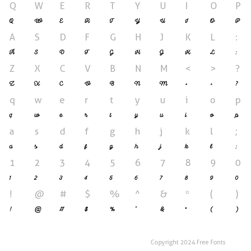 Character Map of Camper Print Script 3 Regular