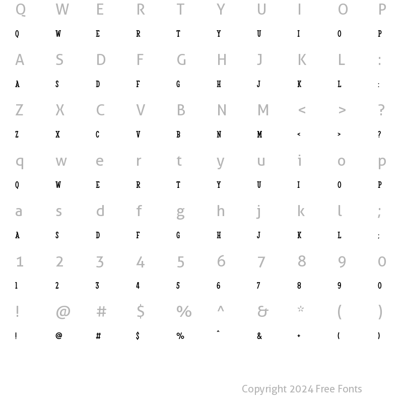 Character Map of Camper Serif 1 Regular