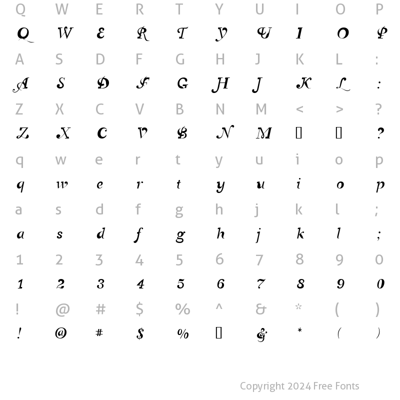 Character Map of Canadian Photographer Script Regular