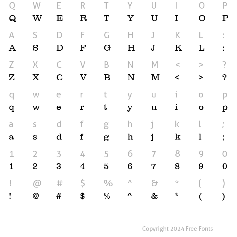 Character Map of Canadian Regular