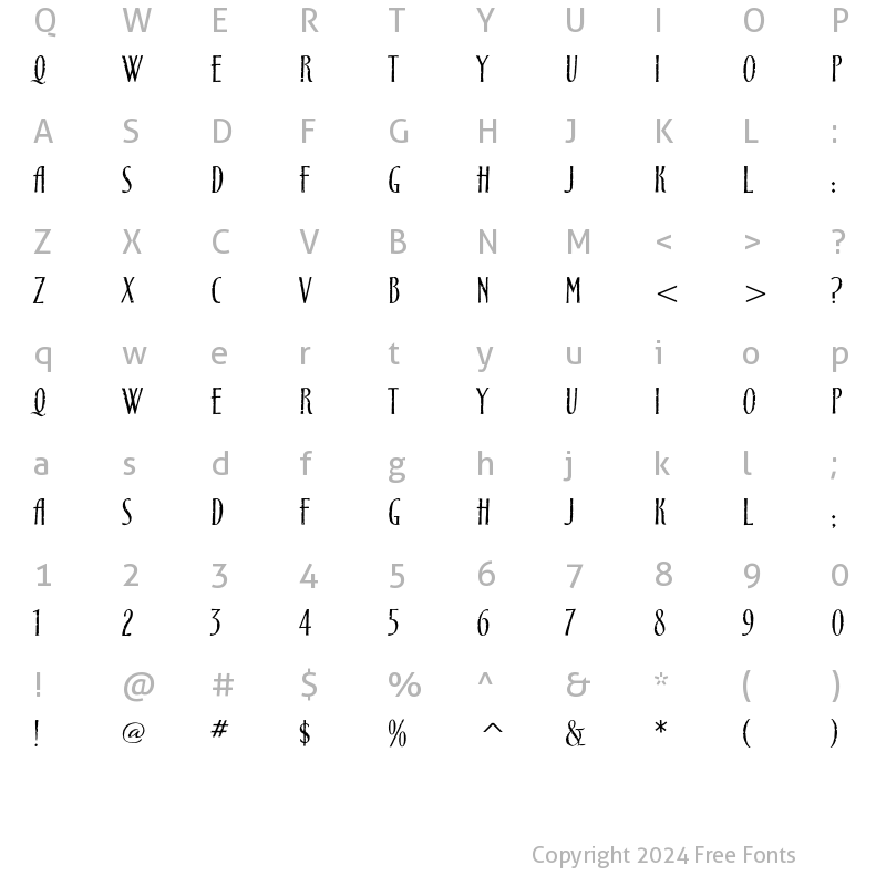 Character Map of Cancione ITC Std Regular