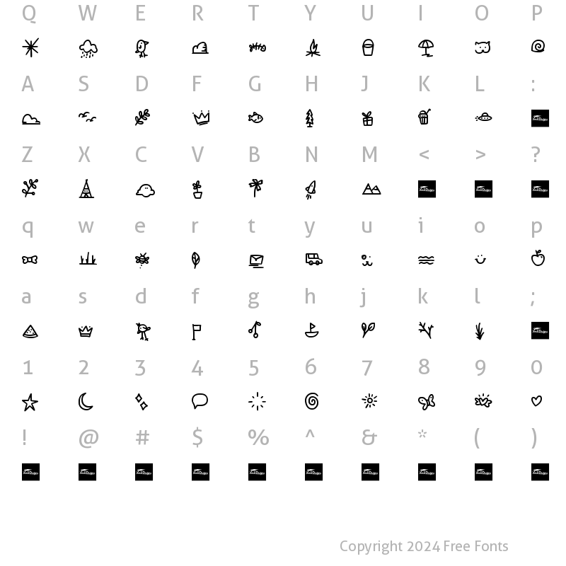 Character Map of Canda Tawa Extra Regular