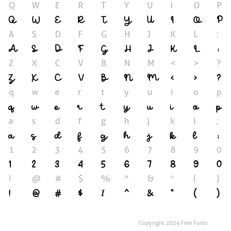 Character Map of Candela Regular