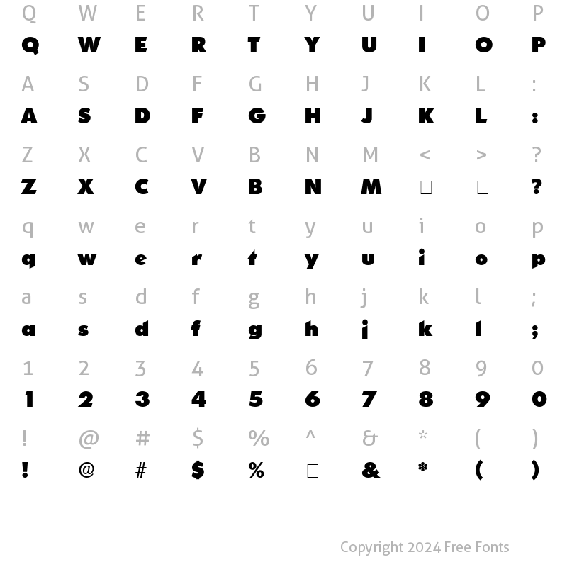 Character Map of Candella Display SSi Regular