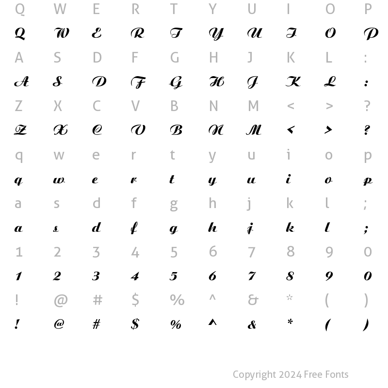 Character Map of CandiaScriptBlackSSK Regular