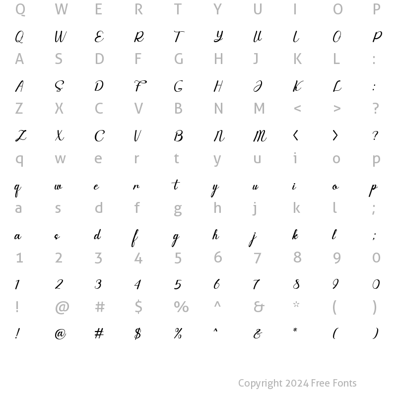 Character Map of Canding Love Regular