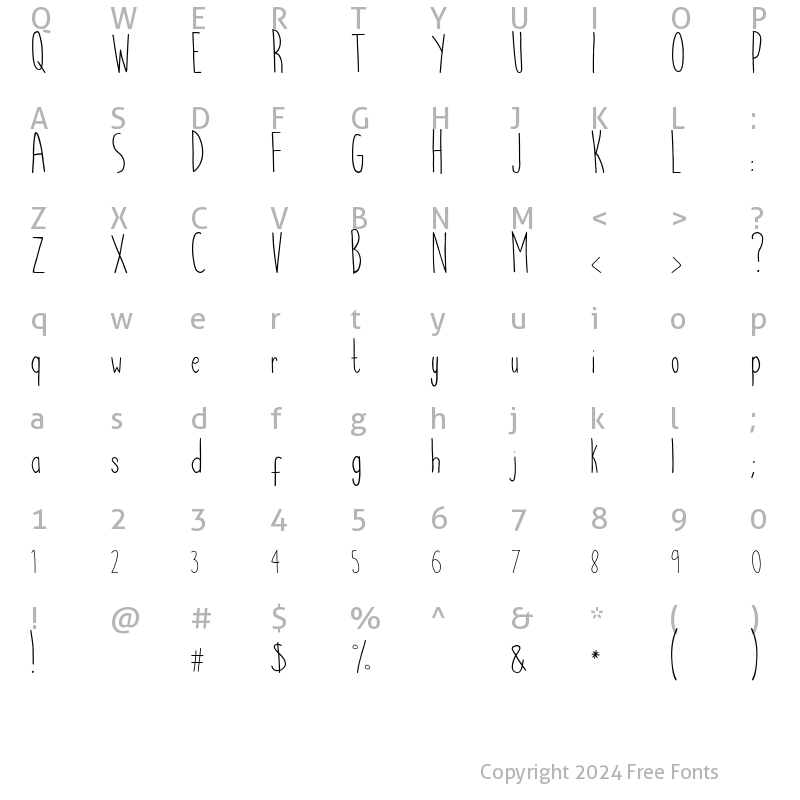 Character Map of Candlestik Regular