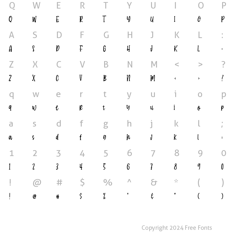 Character Map of Candy Clause Regular