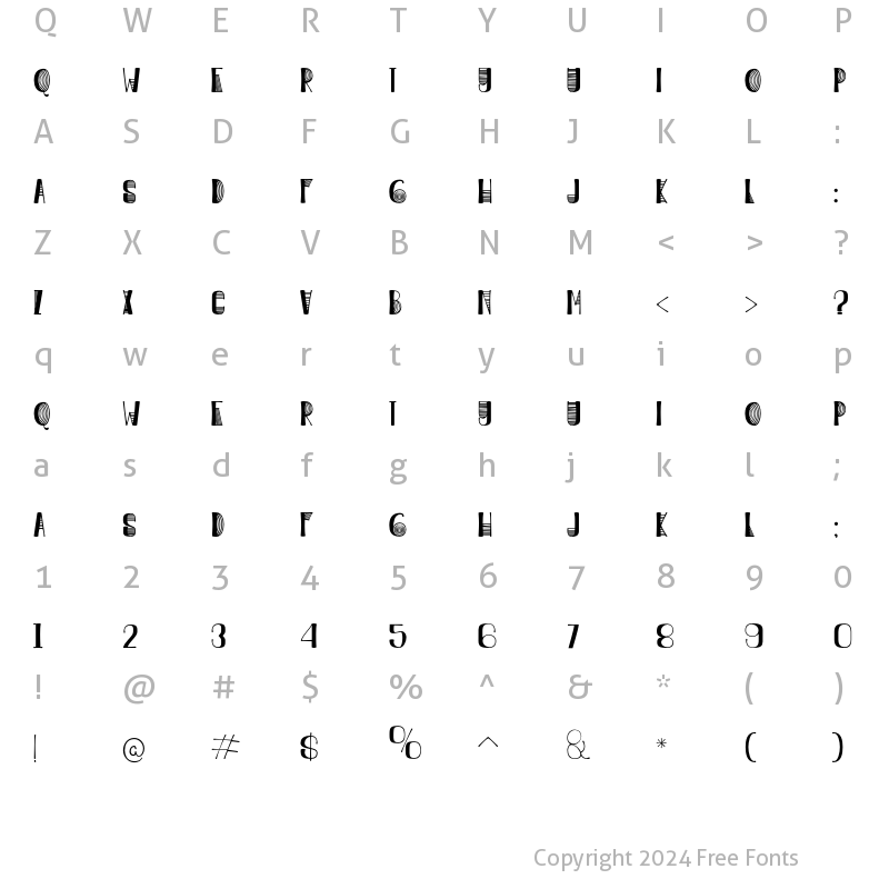 Character Map of Candy Jelly combines Regular