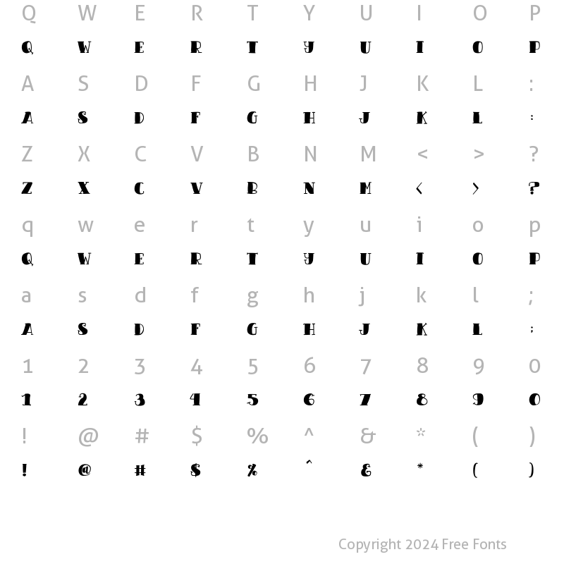 Character Map of Candy Night Regular