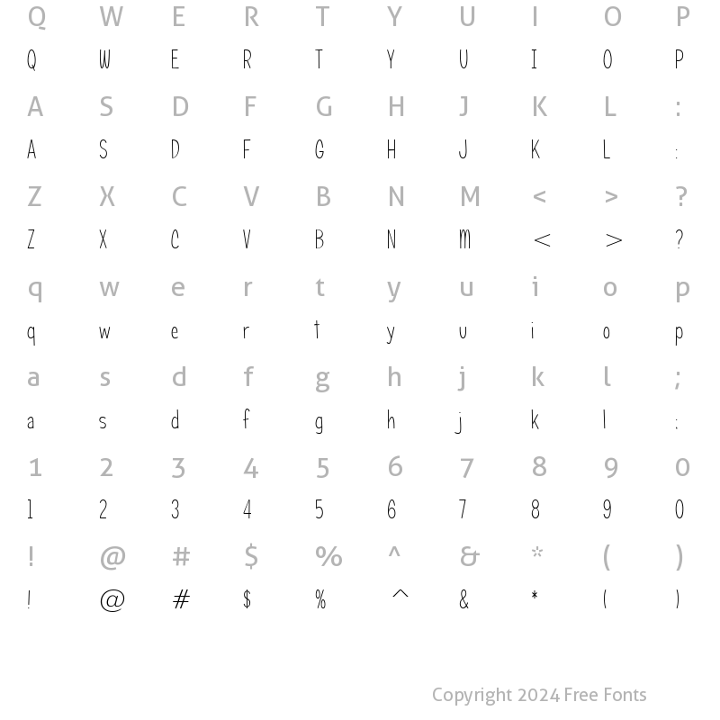 Character Map of Candy Square BTN Cond Lt Regular