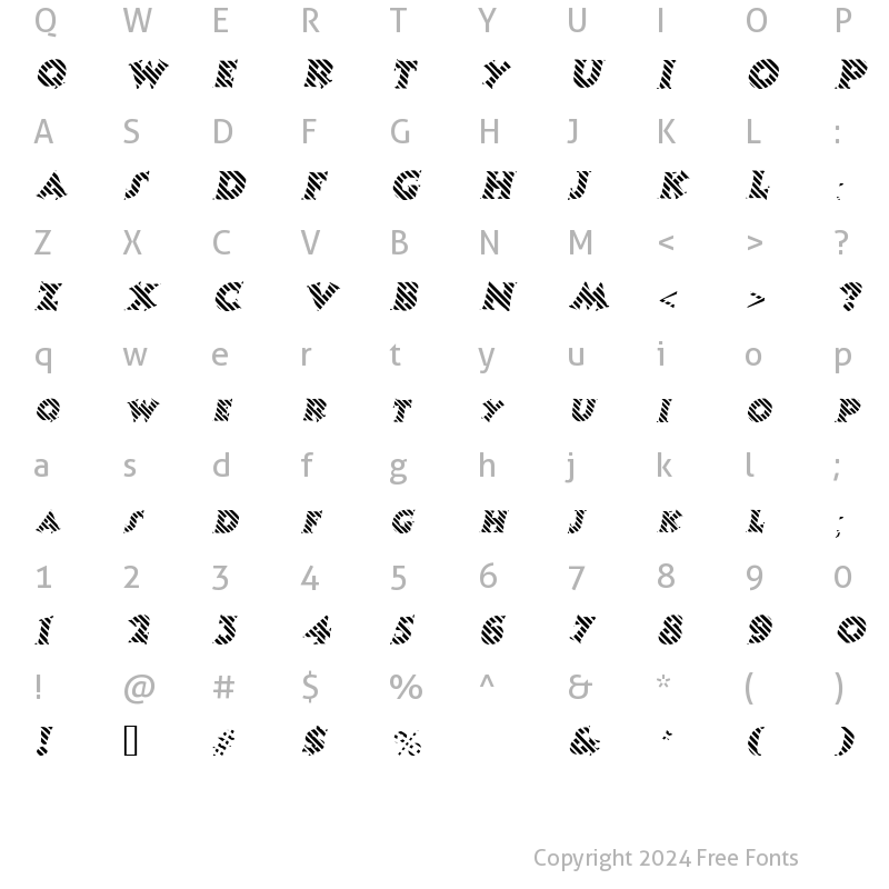 Character Map of CandyStripe Oblique