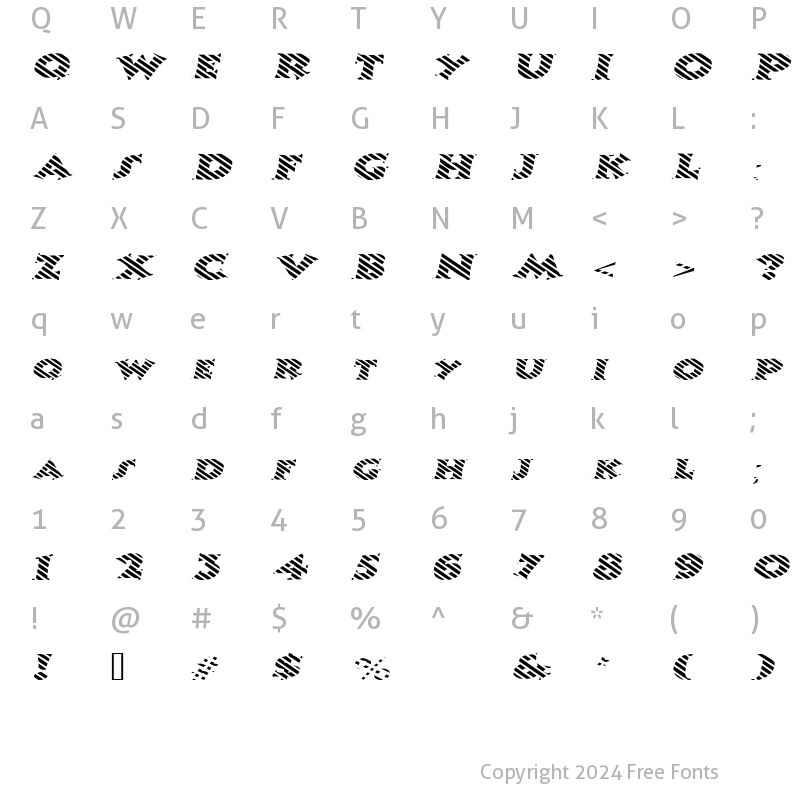 Character Map of CandyStripeExtended Oblique