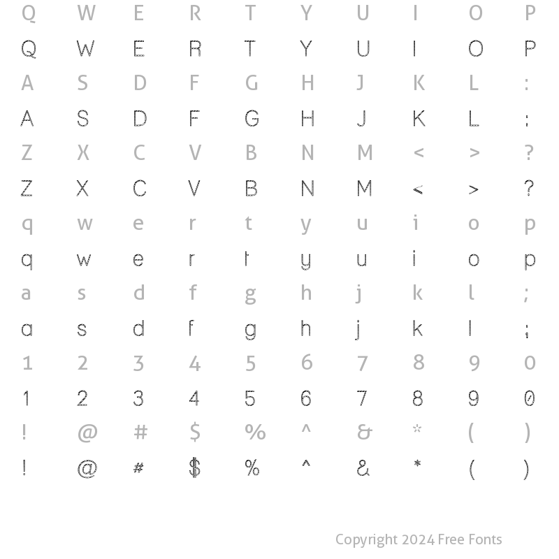 Character Map of Cane Lane Light Regular