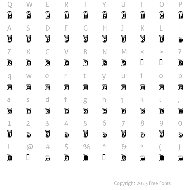 Character Map of CanGoods Regular