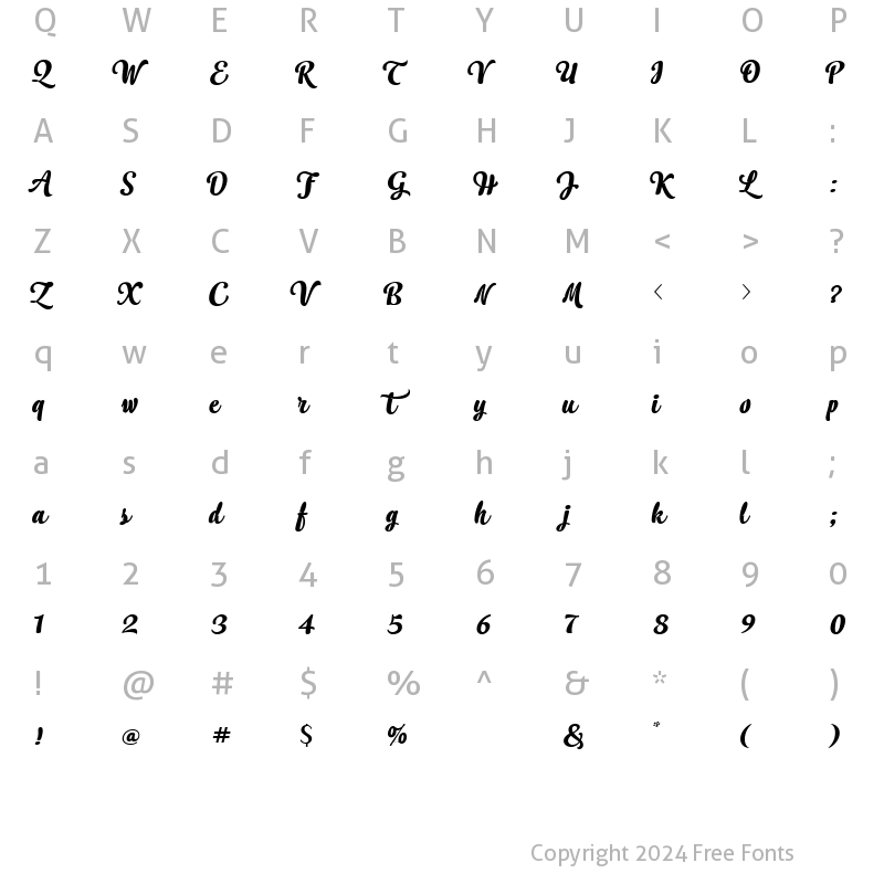 Character Map of Cannoli Regular