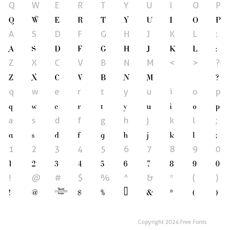 Character Map of Cantabile Regular