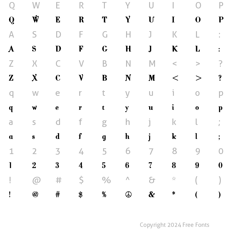 Character Map of CantabileBold Regular